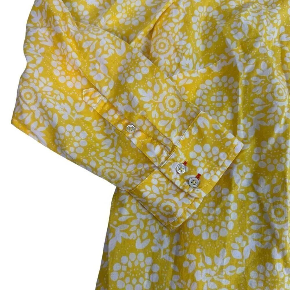 Talbots 2XP Collared Lightweight Button Front Blouse Yellow White - Picture 4 of 8